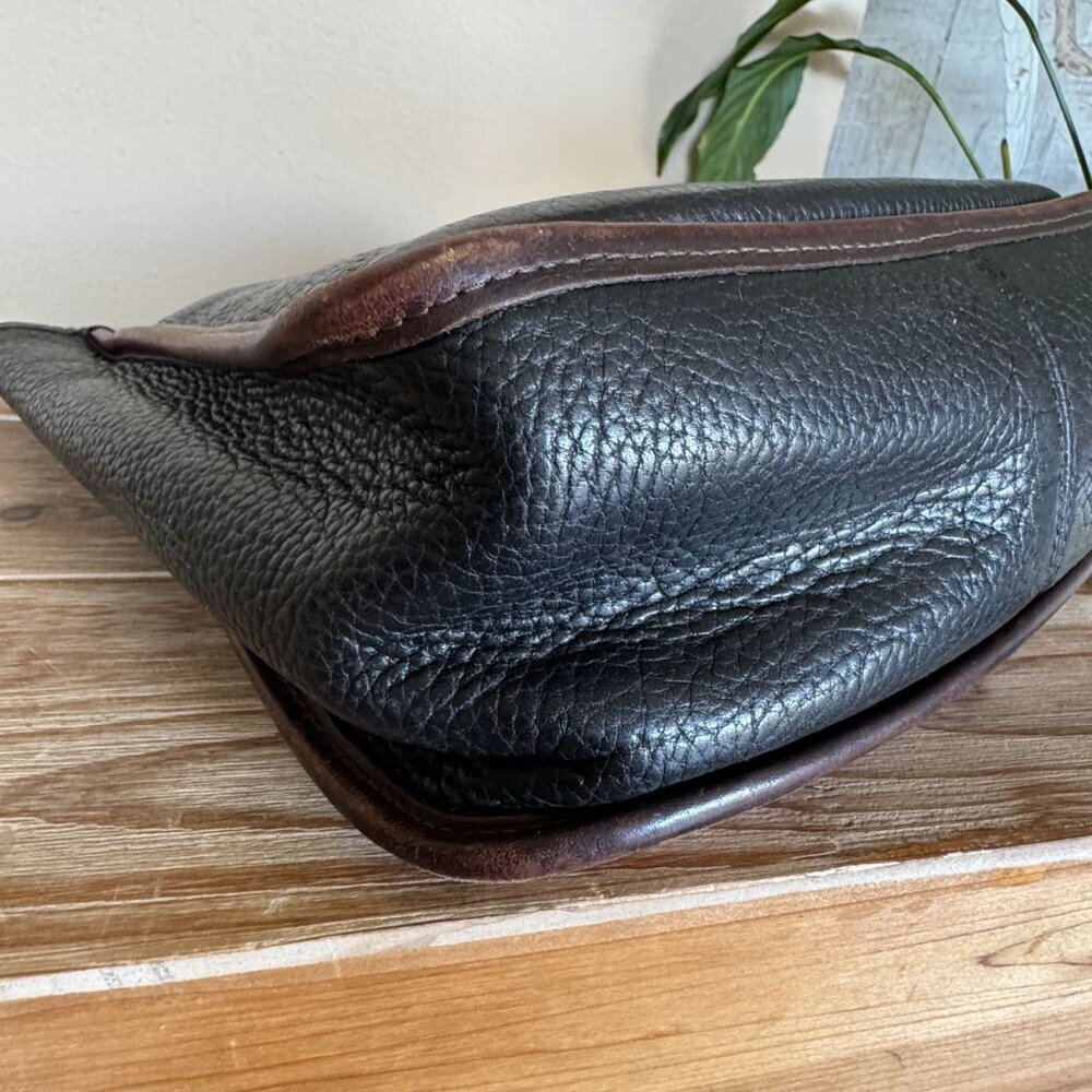 Vintage Brighton Black Brown Croc Embossed Structured Double Strap Shoulder Bag - Picture 10 of 16